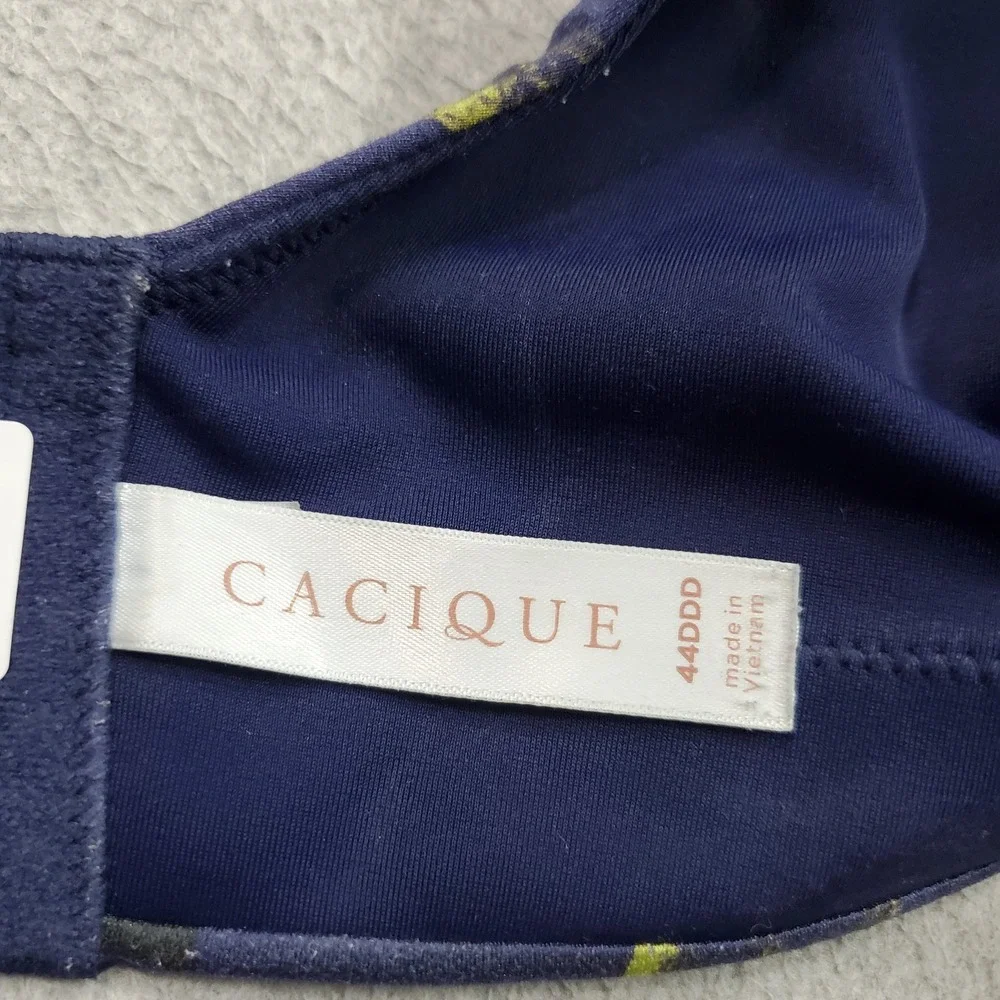 Cacique Women Bra 44DDD Navy Floral T Shirt Underwired Strap Adjustable